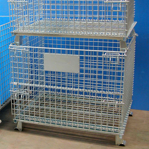 Stackable Heavy Duty Steel Storage Container Storage Cages Steel <strong>Wire</strong> Collapsible <strong>Basket</strong> - Product Image 3