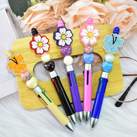 Nouvelles perles décoratives en PVC colorées en forme de fleurs pour loisirs créatifs, perles Hibiscus et Marguerite pour la fabrication de stylos perlés, porte-clés et bracelets
