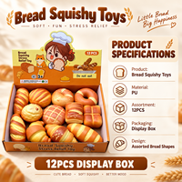 Lot de 12 jouets squishy en forme de pain, en PU souple, à remontée lente, réalistes, pour la pâtisserie, anti-stress, avec boîte de présentation