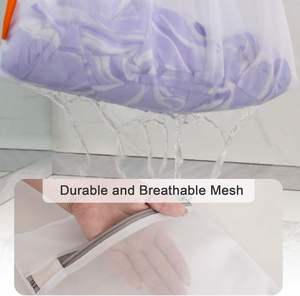 Sacs de rangement pliables personnalisés en maille avec fermeture éclair, en tissu 100 % polyester, réutilisables pour vêtements, chaussettes, pulls, chaussures - Product Image 4