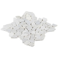 Projets commerciaux : Mosaïque de marbre blanc de Carrare authentique, naturel, vieilli, poli, découpé au jet d'eau, pour piscines et villas