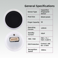 Módulo de Sensor de Huellas Dactilares Capacitivo S80R, Capacidad para 50 Usuarios, Interfaz UART TTL para Hardware Integrado