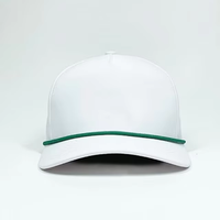 Gorra Deportiva Verde con Cuerda Blanca, 5 Paneles, Ajustable, para Uso en Exteriores, Primavera/Verano, Estilo Casual, Unisex, Adulto
