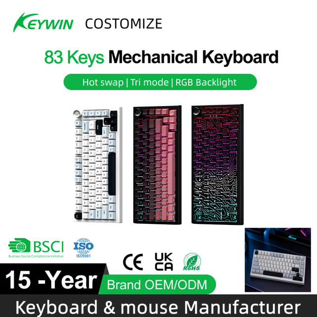 75% Programmable RGB Dynamic Tri-mode Full Key Anti-ghosting Hotswap Gasket Mount Mechanical Gaming Keyboard with Screen&knob