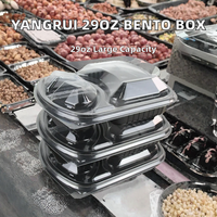 Boîtes alimentaires jetables ovales noires en PP de 29 oz à 2 compartiments personnalisables avec impression par transfert thermique pour repas, déjeuner, bento