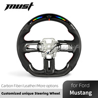 Volant sport en fibre de carbone LED personnalisé pour Ford Mustang S550 GT Mach 1 Shelby 350 500 Coupé 2015-2023, amélioration de l'intérieur