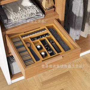 Bamboo Drawer <b>Storage</b> <b>Box</b> Expandable <b>Kitchen</b> Silverware Organizer Rectangular Adjustable Compartment - Product Image 2