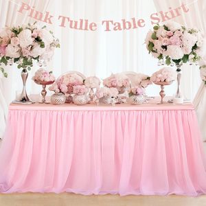 Jupe de <span class=keywords><strong>Table</strong></span> en Tulle Rose Jupe de <span class=keywords><strong>Table</strong></span> à Manger Buffet <span class=keywords><strong>Princesse</strong></span> <span class=keywords><strong>Table</strong></span> Dessert Décorations de Fête pour Baby Shower - Product Image 1