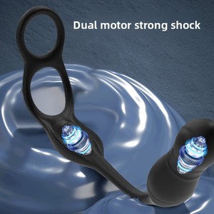 Doppelring-Verschluss Teleskopischer Prostata-Massager Fernbedienung Analplug Vibrator Sexspielzeug Wasserdicht IPX7 Echtes Berührungsgefühl - Product Image 2