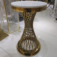 Table de bar ronde en acier inoxydable doré utilisée pour le mariage au design moderne et de luxe