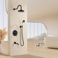 Systèmes de douche à main 3 fonctions, montage mural, robinet en laiton, kit complet de douche 3-en-1 noir mat, y compris le robinet