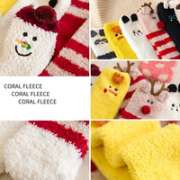 Chaussettes d'hiver chaudes et épaisses en polaire corail à motif animal mignon, chaussettes de sommeil douillettes pour le sol, broderie personnalisée, chaussettes de maison en peluche moelleuses