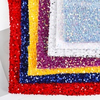 Tissu en velours brodé de sequins AB irisés bleu clair 5 mm, motif losanges, pour robes de soirée, vente en gros