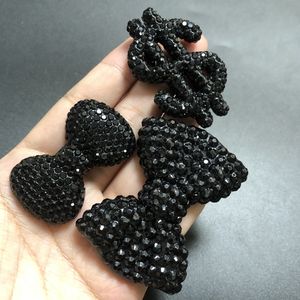 Rétro Cool <span class=keywords><strong>Noir</strong></span> Série Cerise <span class=keywords><strong>Papillon</strong></span> Argent Sac Arc Dos Plat Plein Strass Charmes Junk Téléphone Cas Miroir Décorations - Product Image 6