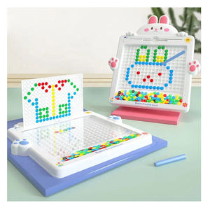Samtoycn 116PCS彩色珠子DIY创意卡通兔子益智游戏涂鸦板磁性绘图板儿童带笔玩具 - Product Image 1