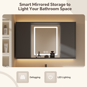 Mobile <span class=keywords><strong>Bagno</strong></span> con Lavabo - Mobile <span class=keywords><strong>Bagno</strong></span> Moderno Minimalista Sospeso con <span class=keywords><strong>Specchio</strong></span> Antiappannamento Intelligente, Mobile in Legno Massello - Product Image 5