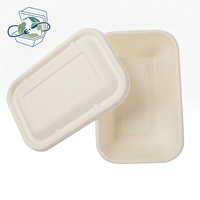 Barquette jetable biodégradable en fibre de bagasse pour repas nutritifs avec couvercle et impression de logo personnalisable – Meilleures ventes