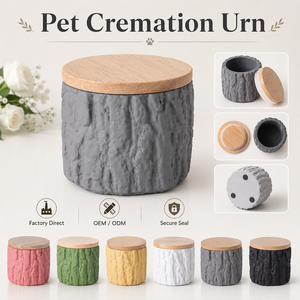 Kotak Kenangan Kayu untuk Kremasi Hewan Peliharaan, Desain Kulit Pohon, Tempat Abu Anjing Kucing, Grosir - Product Image 1