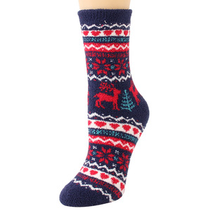 Chaussettes <span class=keywords><strong>de</strong></span> pantoufles en molleton <span class=keywords><strong>de</strong></span> Noël classiques pour femmes et hommes en noir rouge rose bleu-emballage en gros <span class=keywords><strong>de</strong></span> style tube confortable doux - Product Image 5