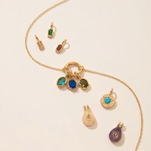 สร้อยคอจี้หินประจำเดือนเกิด 12 ราศี สแตนเลสแบบ DIY พื้นฐาน พร้อมเคลือบสีทอง 18K ด้วยระบบสุญญากาศในเตาเคลือบ - Product Image 2