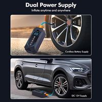 Gonfleur de pneus de voiture sans fil portable 12V DC double alimentation ABS 6000mAh 22mm avec 150 PSI et manomètre numérique