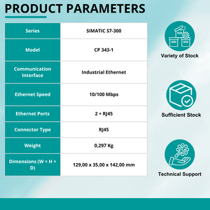 Nuevo Procesador de Comunicación SIMATIC S7-300 CP343-1 6GK7343-1EX30-0XE0, Controlador Industrial Ethernet PROFINET IO Compacto D - Product Image 4