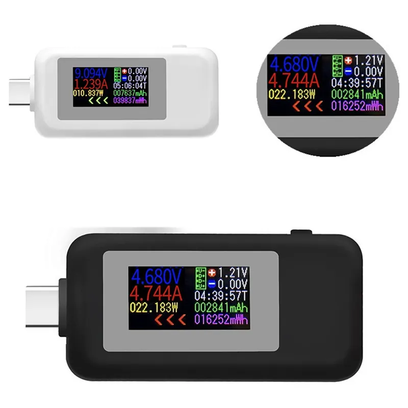 Black display DC-TYPE 0-5A current 4-30V voltage USB charger tester Watt-hour meter mobile battery detector