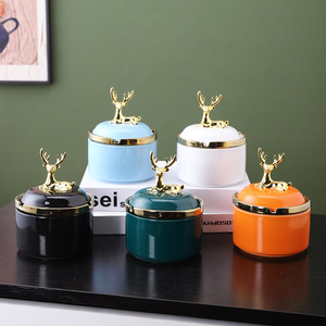 Turning Direction Ceramic <b>Ashtray</b> With Lid Large Capacity For Home Hotel Desktop Decoration - Product Image 3