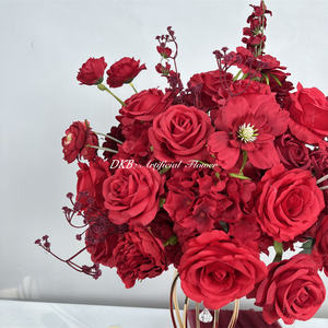 Bolas de Flores Artificiales de Seda Realista de Lujo, Rosas Rojas de 40 cm, Centros de Mesa para Bodas, Decoración de Mesa Moderna Hecha a Mano - Product Image 5