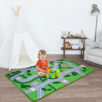 Tapis de sol personnalisé Racetrack tapis de jeu épais en velours corail pour bébé enfant en bas âge tapis de remplissage en mousse haute densité pour enfants vente en gros