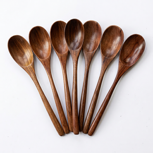 Cubiertos Rústicos de Madera, Cuchara, Tenedor, Cuchillo, Esenciales para la Mesa de Comedor, Utensilios de Cocina, Accesorios para Servir, Aptos para Lavavajillas - Product Image 1