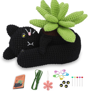 Nuovo gatto in vaso Crochet ornamenti fatti a mano fai da te tessuti e tessuti artigianali <span class=keywords><strong>con</strong></span> istruzioni in inglese - Product Image 6
