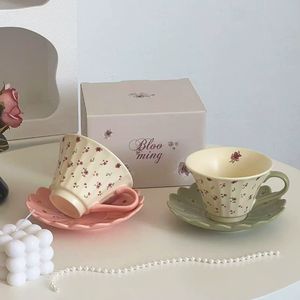 ชุดถ้วยเซรามิคลายดอกไม้ ดีไซน์พิเศษสำหรับกาแฟ - Product Image 2