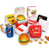 Boîte à hamburger auto-élevante biodégradable et écologique en papier kraft anti-graisse, matériaux recyclés, impression quadricolore pour la restauration rapide