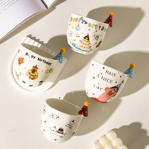 Nordique petit mignon joyeux anniversaire bonnet en céramique tasses à café <span class=keywords><strong>sans</strong></span> poignée - Product Image 6