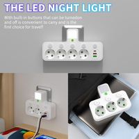 2 prises USB et 1 prise européenne de type C multifonctions EU Short Line 2 trous multi-positions avec interrupteur indépendant pour veilleuse