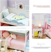 Kit de maison miniature Hamaileon DIY Sweet Dream, meubles miniatures pour chambre à coucher, lumière LED pour maison de poupée, décoration de pièce, cadeau pour adultes