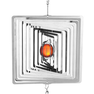 กระดิ่งลมตกแต่งลายวนวนสแตนเลสแบบกระจกเงา สำหรับกลางแจ้ง ป้องกันนก แขวนประดับตกแต่ง - Product Image 2