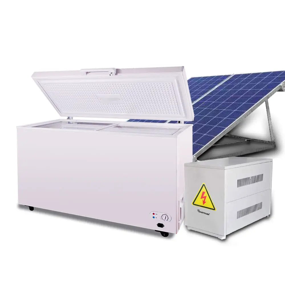 Congelador Solar profundo, refrigerador solar de 12/24VDC para aldea, Camping, caravana, África, sistema de congelador solar fuera de la red Rural