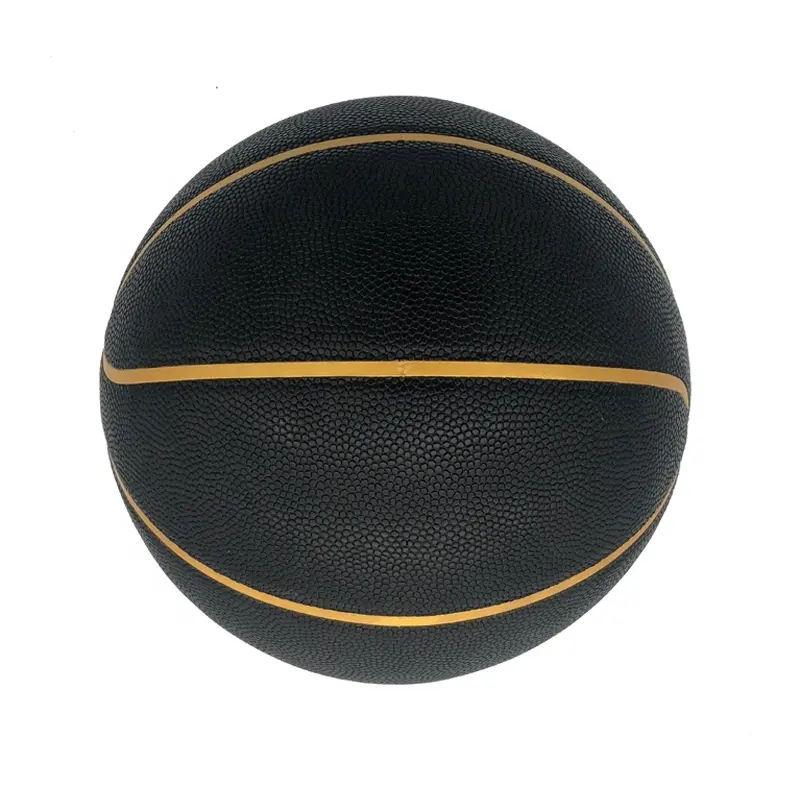 Moisture absorbing black leather no logo gold channel basketball