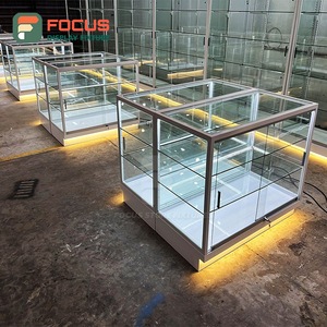 Premium Smoke Shop Display Cabinet Wood Glass Counter LED <b>Lighting</b> Tobacco Display Cabinet - Product Image 6
