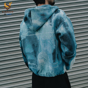 Sweat à capuche zippé pour homme, bleu et noir, imprimé graffiti, coupe oversize, en tissu doux, confortable, tendance, polyvalent, pour le quotidien et le streetwear - Product Image 5