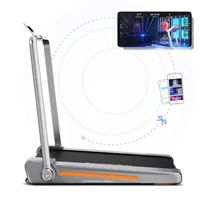 YPOO treadmill mini bermotor, treadmill elektrik dengan layar LED murah, bantalan berjalan mini dengan aplikasi YPOOFIT