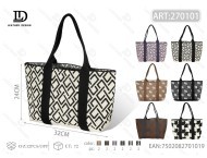 Bolso Tote de Punto para Mujer, Diseño Color Block, Uso Diario Informal, Dos Asas, Cierre Abierto, Capacidad 3L - Product Image 1