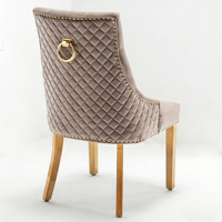Chaise de salle à manger en tissu beige, style moderne et élégant, avec pieds en métal doré robustes, idéale pour la maison, le salon, l'école ou un usage commercial – Vente chaude