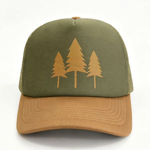 Gorra Trucker de Espuma Bicolor con Estampado de Pino, 5 Paneles, Malla Trasera, Cierre Ajustable, para Camping, Senderismo, Béisbol, para Hombre y Mujer - Product Image 2