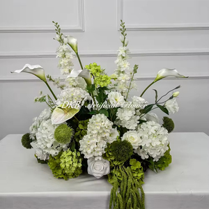 Venta al por Mayor de Decoración Floral Realista para el Pasillo de Boda, Ramo de Flores Artificiales Verdes y Blancas de 70 cm - Product Image 2