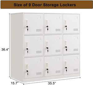 Metal <strong>Locker</strong> 9 Door Storage Cabinet Steel <strong>Office</strong> <strong>Lockers</strong> for Employees Lockable <strong>Office</strong> School Gym Garage Storage Organizer - Product Image 4