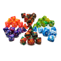 Ensemble de dés polyédriques DND en résine carrée, fabriqués à la main, 7 pièces, avec des bords tranchants et de belles inclusions