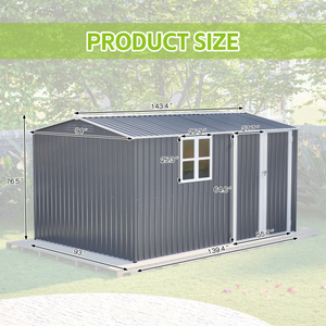 Caseta de <span class=keywords><strong>Almacenamiento</strong></span> <span class=keywords><strong>Exterior</strong></span> Moderna y Ecológica de 8x12 Pies, Estructura de Acero Resistente con Puertas Abatibles y Ventilaciones para Jardín o Patio - Product Image 2